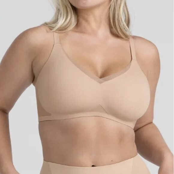 Honeylove CrossOver Bra Sand Beige Nude Mesh Wire-free Adjustable Straps Size 1X - Picture 1 of 10